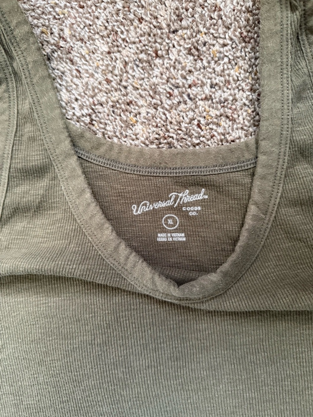 Universal Thread Olive Ribbed Scoop Neck Tank - Picture 2 of 3